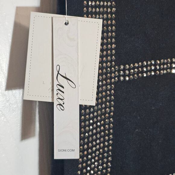 Liquid by Sioni Luxe Poncho Assymetric Sweater‎ S/M Wool Blend Sparkle Formal - Picture 5 of 8